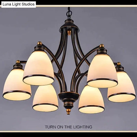 Vintage European Style Oil Rubbed Bronze 3/5/6/8 Light Glass Chandelier Shades 6 Down
