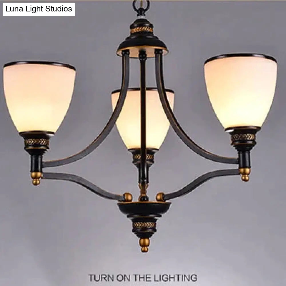 Vintage European Style Oil Rubbed Bronze 3/5/6/8 Light Glass Chandelier Shades 3 Up