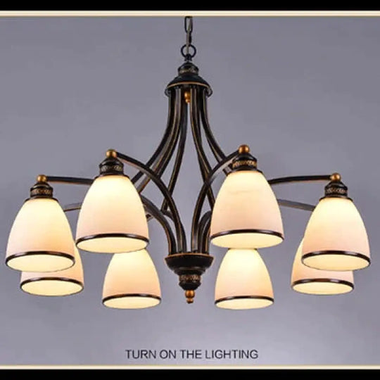 Vintage European Style Oil Rubbed Bronze 3/5/6/8 Light Glass Chandelier Shades 8 Down