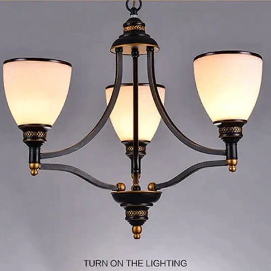 Vintage European Style Oil Rubbed Bronze 3/5/6/8 Light Glass Chandelier Shades 3 Up
