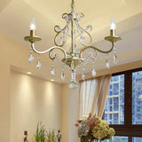 Vintage Exposed Chandelier Pendant Light With Crystal Deco - Gold Finish 3/6/8 Bulbs 3 /