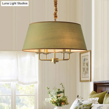Vintage Fabric Pendant Chandelier - Elegant 4-Head Empire Shade Hanging Light For Bedroom