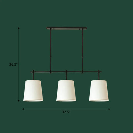 Vintage Fabric Pendant Light With 3 Bulbs Ideal For Dining Room White