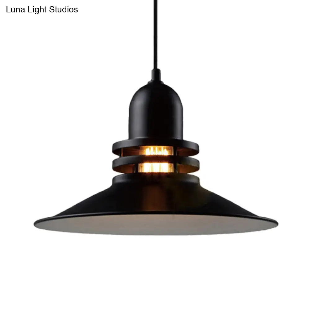 Vintage Flare Iron Hanging Ceiling Lamp For Restaurants - Black