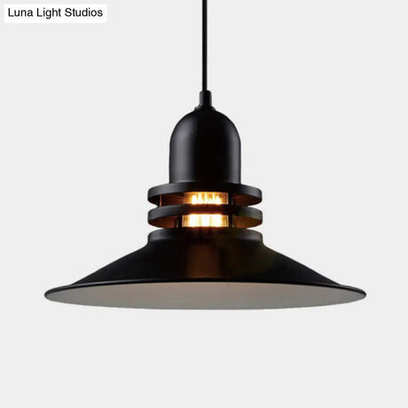 Vintage Flare Iron Hanging Ceiling Lamp For Restaurants - Black