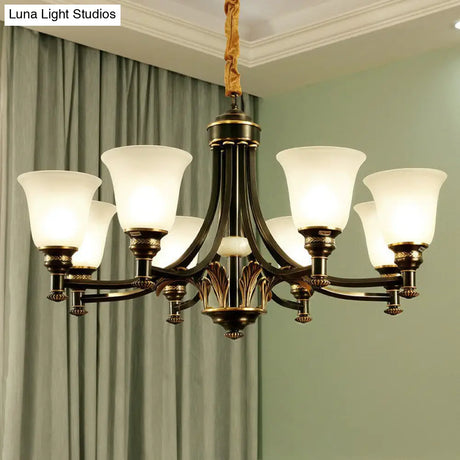 Vintage Flared Shade Chandelier Pendant Light With Cream Glass Ideal For Living Room And Hanging In