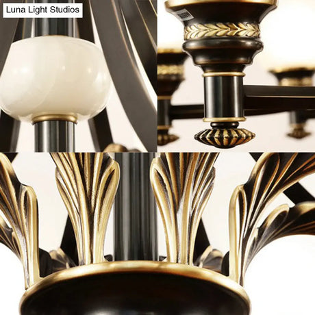 Vintage Flared Shade Chandelier Pendant Light With Cream Glass Ideal For Living Room And Hanging In