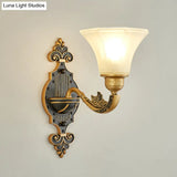 Vintage Flared Suspension Chandelier For Living Room - Cream Frosted Glass Light