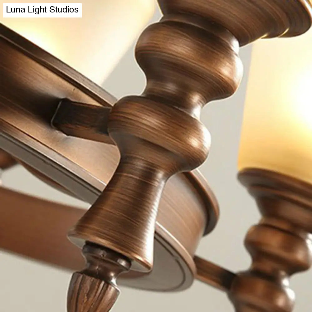 Vintage Frost Glass Coffee Chandelier - Stylish Pendant Light For Living Room