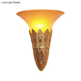 Vintage Frosted Glass Bell Shade Indoor Wall Light Fixture - Gold/Silver Flush Sconce