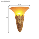 Vintage Frosted Glass Bell Shade Indoor Wall Light Fixture - Gold/Silver Flush Sconce