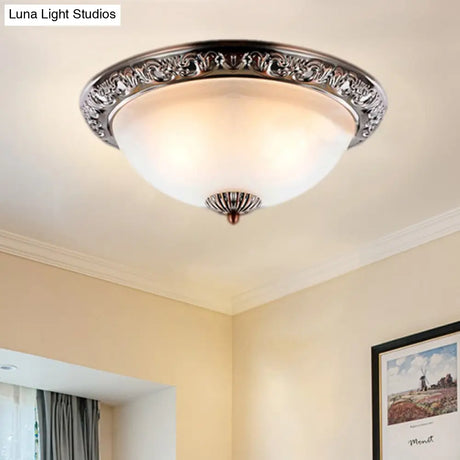 Vintage Frosted Glass Bronze/Copper Flushmount Ceiling Lamp - 2 Bulb 11’/13’/15’ W