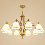 Vintage Frosted Glass Chandelier Pendant Light For Living Room Decor 10 / Gold Down
