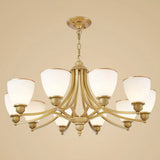 Vintage Frosted Glass Chandelier Pendant Light For Living Room Decor 10 / Gold Up