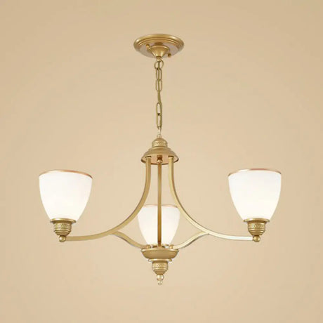 Vintage Frosted Glass Chandelier Pendant Light For Living Room Decor 3 / Gold Up
