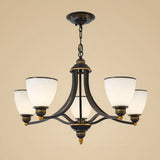 Vintage Frosted Glass Chandelier Pendant Light For Living Room Decor 5 / Black Up
