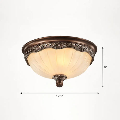 Vintage Frosted Glass Dome Flush - Mount Bedroom Ceiling Light 4 / Brown
