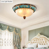 Vintage Frosted Glass Dome Flush - Mount Bedroom Ceiling Light