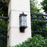Vintage Frosted Glass Solar Lantern Sconce - Led Wall Light In Coffee / Square Plate