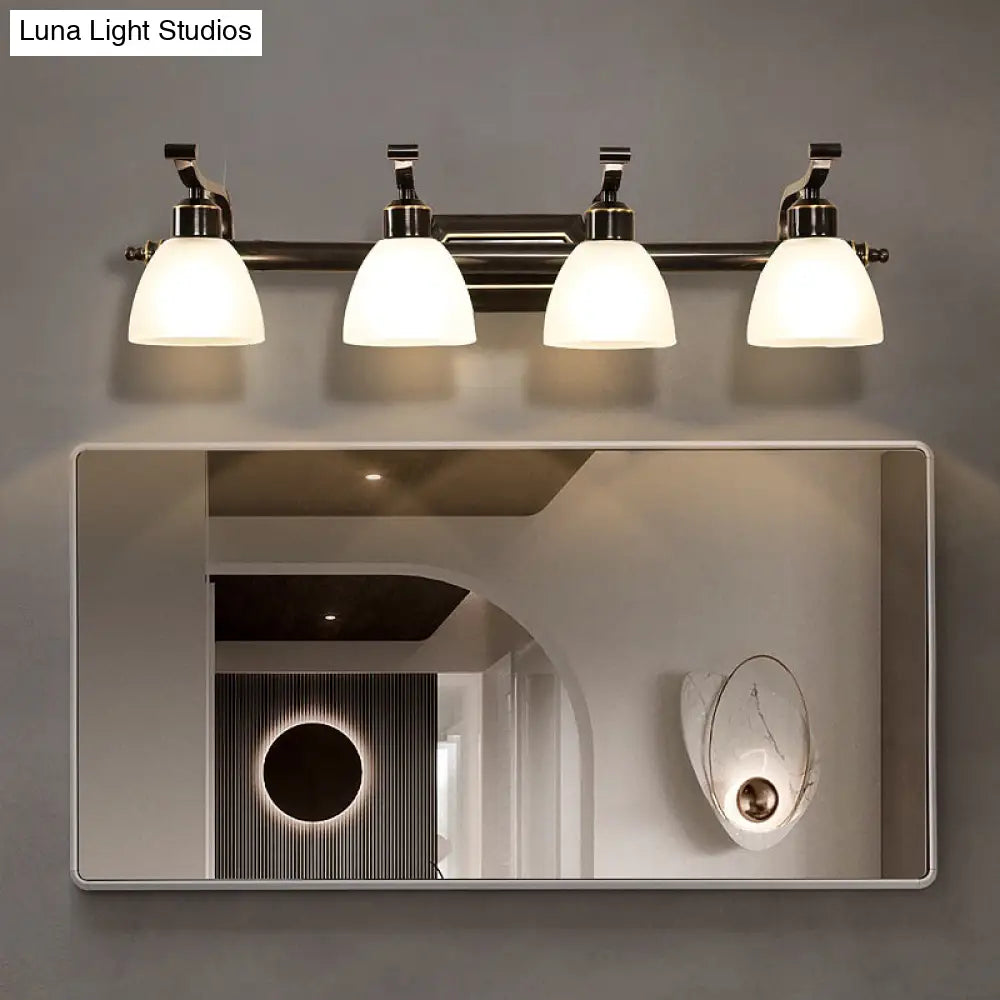 Vintage Frosted White Glass Bell Vanity Lamp - Wall Mount Bathroom Lighting Fixture