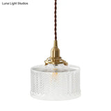 Vintage Geometric Blown Glass Pendant Hanging Lamp In Gold - Elegant Lighting For Restaurants