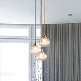 Vintage Geometric Blown Glass Pendant Hanging Lamp In Gold - Elegant Lighting For Restaurants /