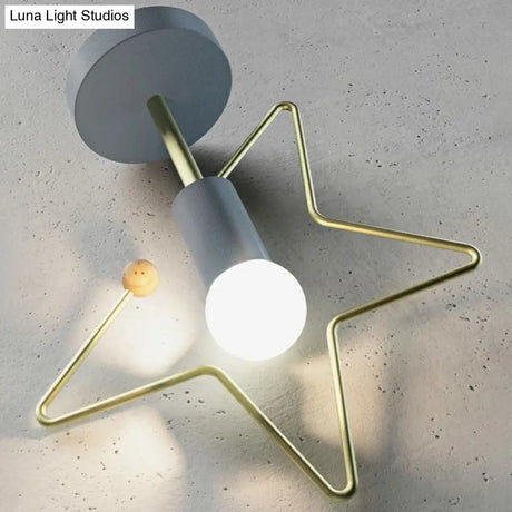 Vintage Geometric Metal Semi Flush Ceiling Light - 1 - Light Corridor Mount Fixture