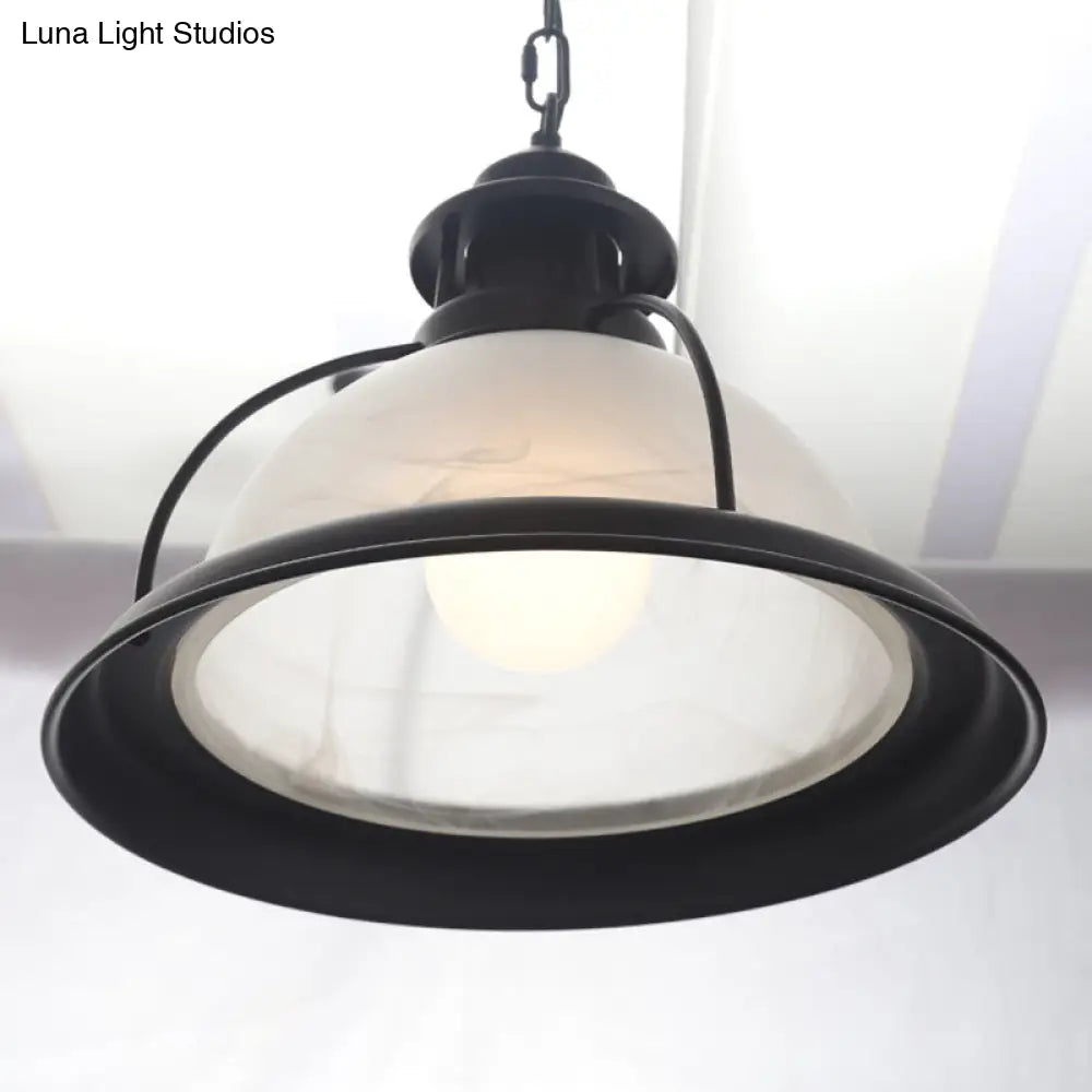 Vintage Glass Bowl Cage Suspension Light For Dining Room