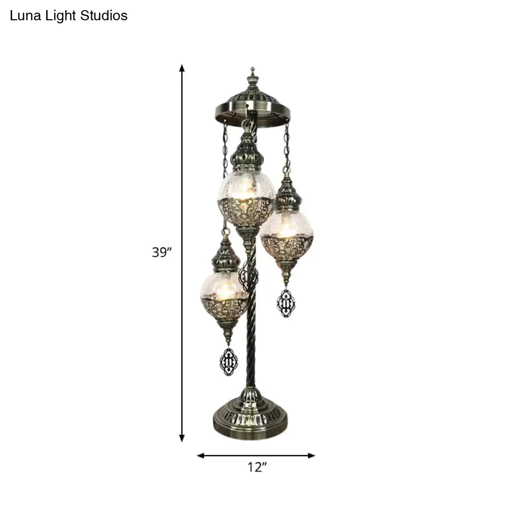 Vintage Glass Globe Standing Floor Lamp With Bronze Finish - Ideal For Bedroom Reading (3/5/7 Heads)