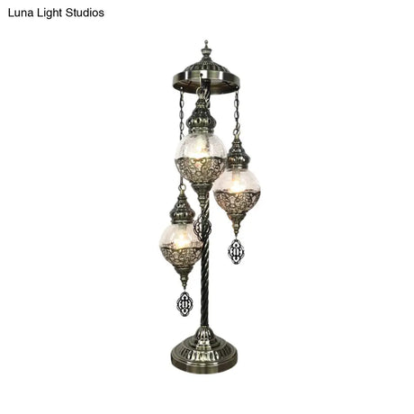 Vintage Glass Globe Standing Floor Lamp With Bronze Finish - Ideal For Bedroom Reading (3/5/7 Heads)
