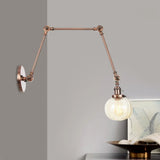 Vintage Glass Wall Mounted Sconce In Brass/Chrome/Black With Adjustable Arm 1-Light Indoor Lighting