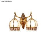 Vintage Globe Cream Glass Wall Light Fixture In Gold - Mounted Lamp For Living Room