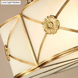 Vintage Gold Chandelier Pendant With Frosted White Glass For Flower-Themed Dining Room Ceiling Light