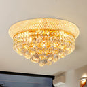 Vintage Gold Cut Crystal Ceiling Light With 6 - Bulb Cone Flush Mount For Bedroom