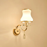 Vintage Gold Floral Cream Glass Wall Light Fixture - Unique Living Room Lamp 1 / A