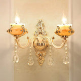 Vintage Gold Floral Cream Glass Wall Light Fixture - Unique Living Room Lamp 2 / H