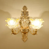 Vintage Gold Floral Wall Light Fixture With Crystal Accents - Elegant Living Room Mounted Lamp 2 / D