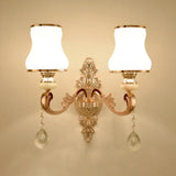 Vintage Gold Floral Wall Light Fixture With Crystal Accents - Elegant Living Room Mounted Lamp 2 / I