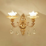 Vintage Gold Frosted Glass Lotus Wall Sconce For Living Room Lighting 2 /