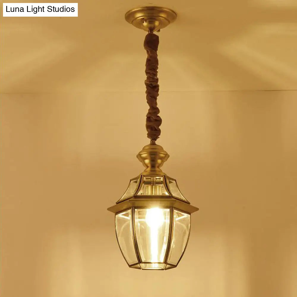 Vintage Gold Glass Jar Pendant Light 6/8.5 Wide - Earthen Bulb Ceiling Lamp / 6