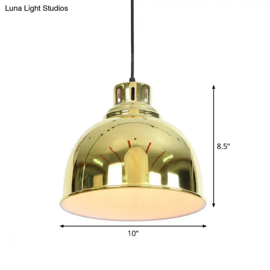 Vintage Gold Iron Pendant Light Kit - Bell/Cone/Trumpet Design 1 Head Down Lighting For Living Room