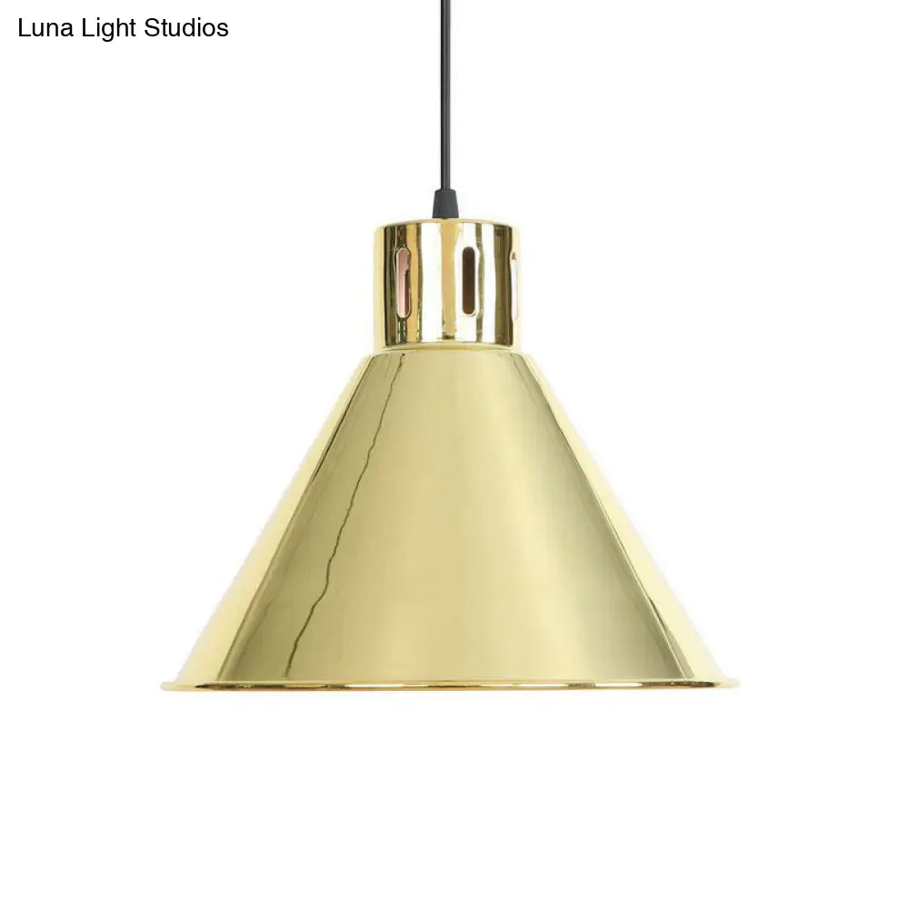 Vintage Gold Pendant Light With Single Head And Vent Hole - Perfect For Living Room Down Lighting