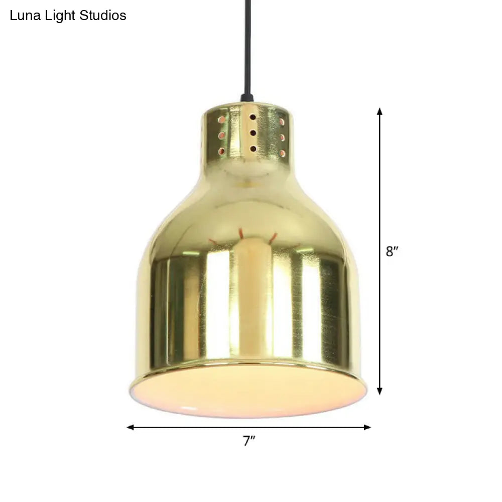 Vintage Gold Pendant Light With Single Head And Vent Hole - Perfect For Living Room Down Lighting
