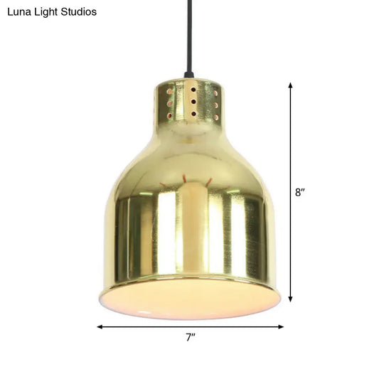Vintage Gold Pendant Light With Single Head And Vent Hole - Perfect For Living Room Down Lighting