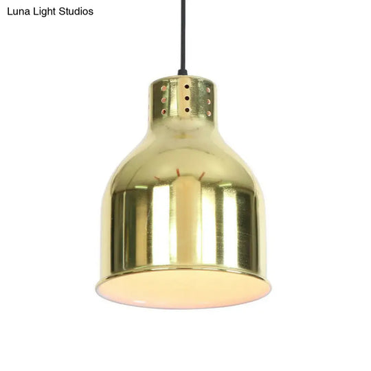 Vintage Gold Iron Pendant Light Kit - Bell/Cone/Trumpet Design 1 Head Down Lighting For Living Room
