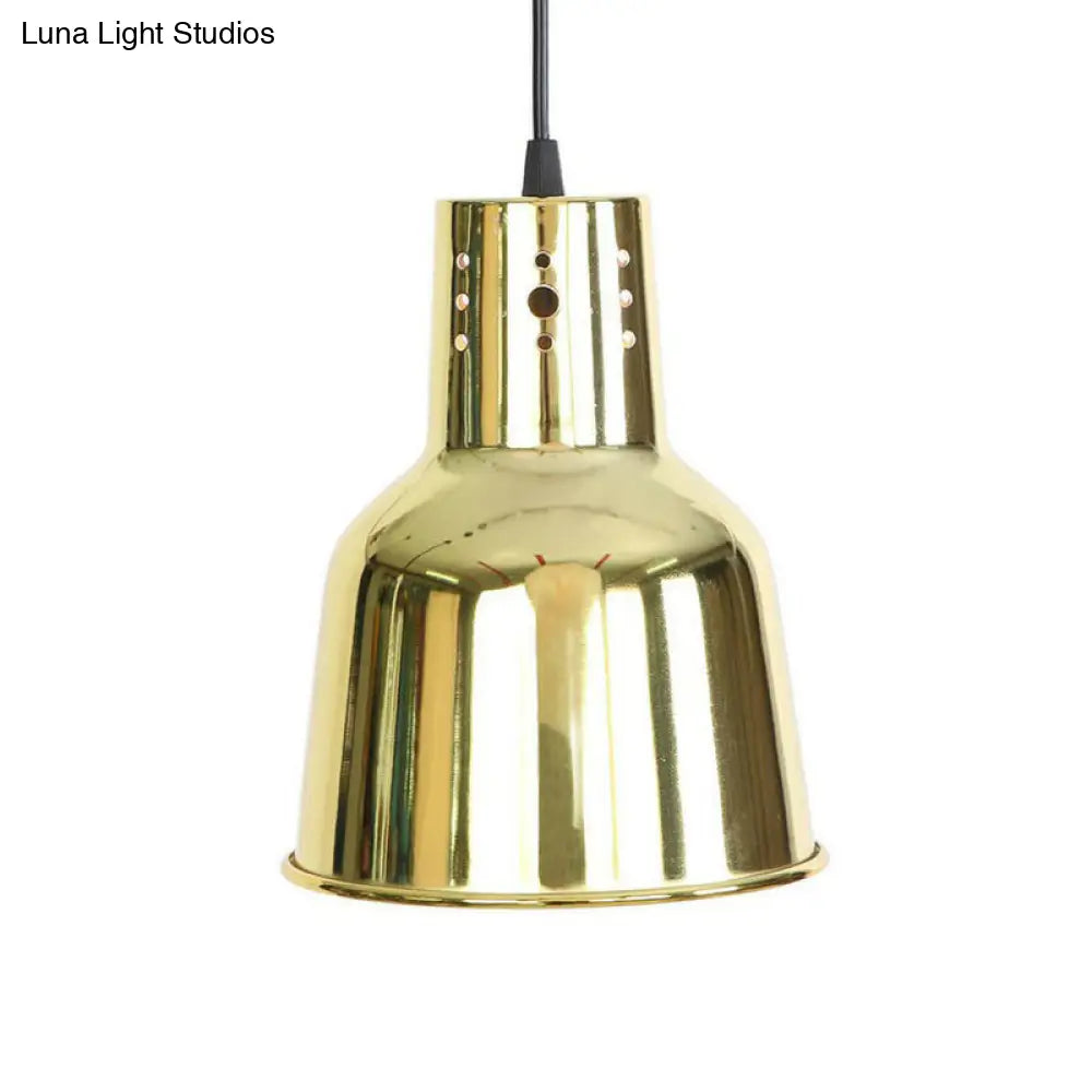 Vintage Gold Pendant Light With Single Head And Vent Hole - Perfect For Living Room Down Lighting
