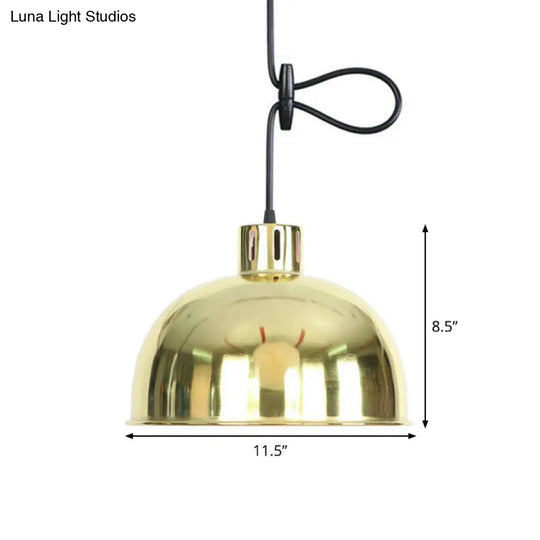 Vintage Gold Iron Pendant Light Kit - Bell/Cone/Trumpet Design 1 Head Down Lighting For Living Room