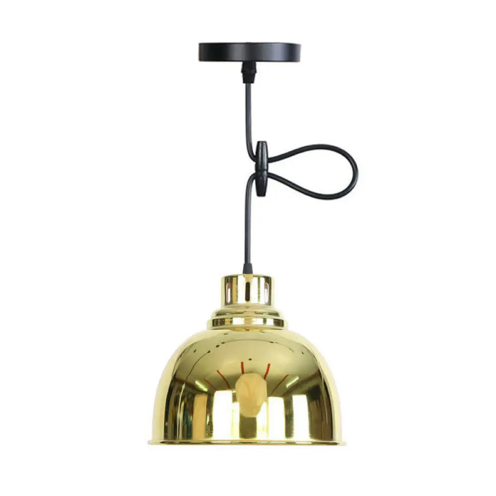 Vintage Gold Iron Pendant Light Kit - Bell/Cone/Trumpet Design 1 Head Down Lighting For Living Room