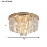 Vintage Gold Led Crystal Flush Ceiling Light For Bedroom