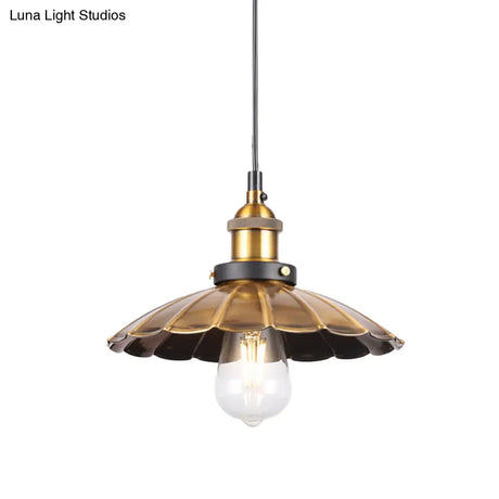 Vintage Gold Pendant Light - Elegant Iron Lid With Retro Cone Shape Ideal Luminaire For Dining Table